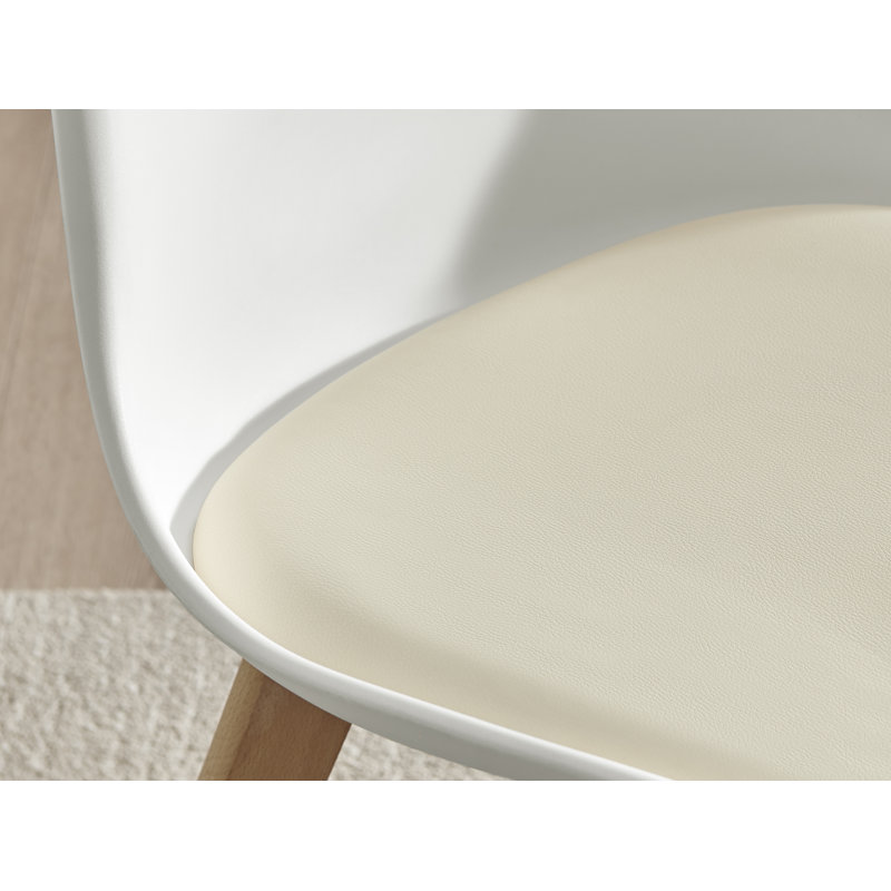 Chaise d'appoint rembourrée en faux cuir Stolm, Crème, crème