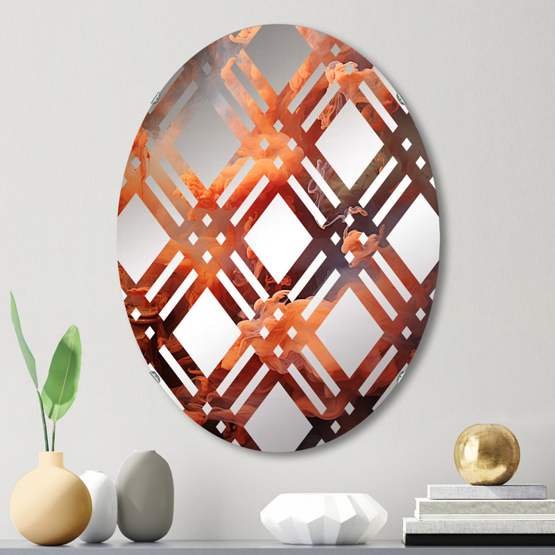 Hindouisme Yajnas Smoky Sienna - Miroir décoratif à carreaux-MIR113733-Ovale, L 20 po x H 30 po