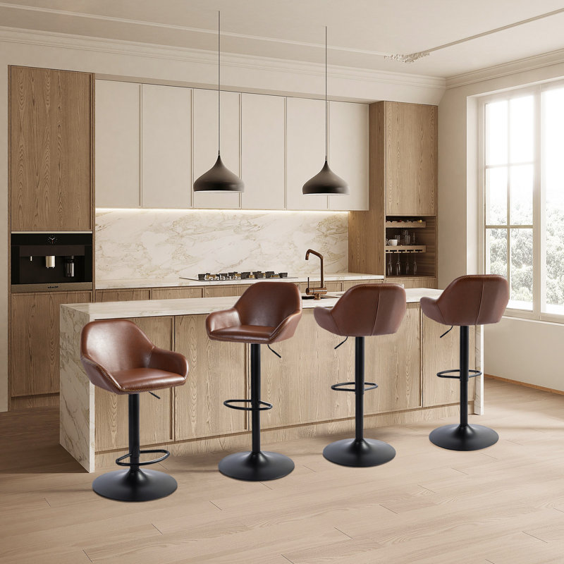 Tabouret de bar pivotant Mid-Century, Brun, 2