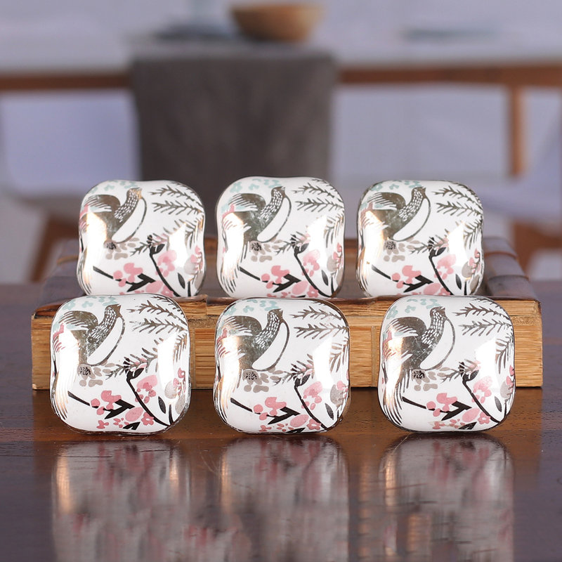 Ensemble de 6 boutons en céramique Novica