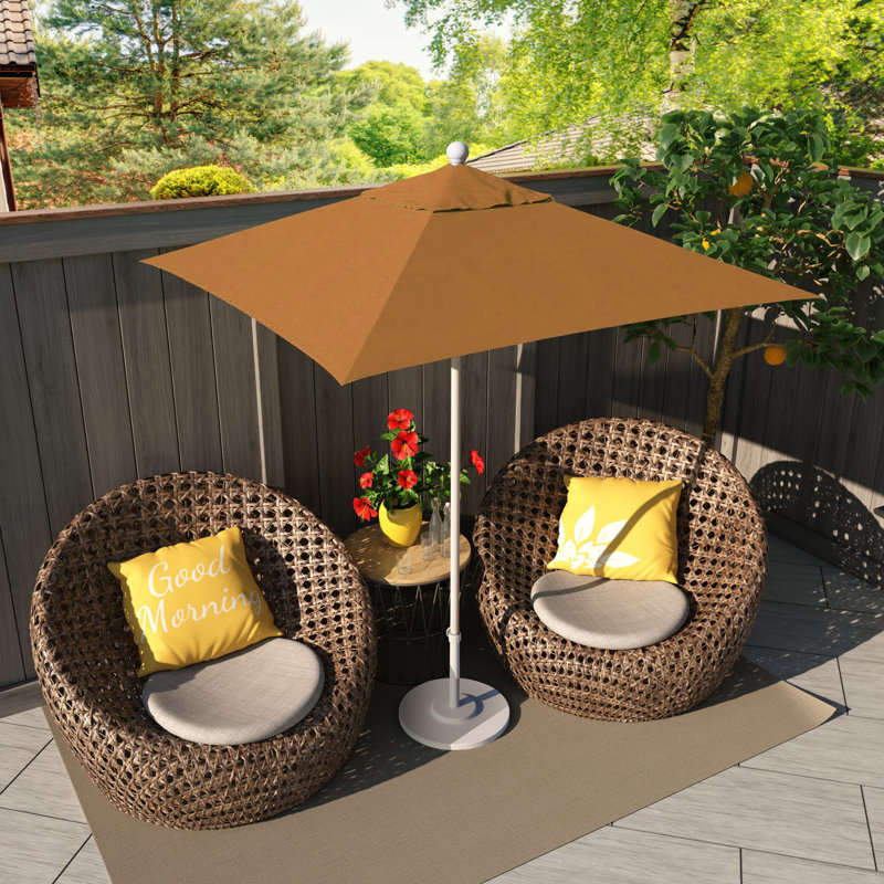 Parasol de marché 6 pi Nejat, Blanc mat, Toile Sunbrella® toscan
