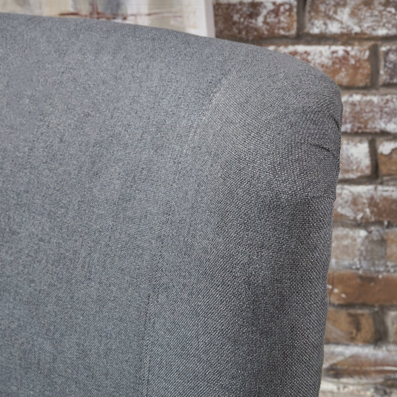 Fauteuil à oreilles rembourré Columbus, Tissu gris anthracite