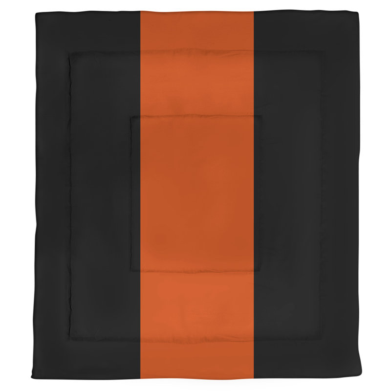 Édredon réversible simple en microfibre College Stripes Oregon Corvallis, Édredon grand, Orange / blanc