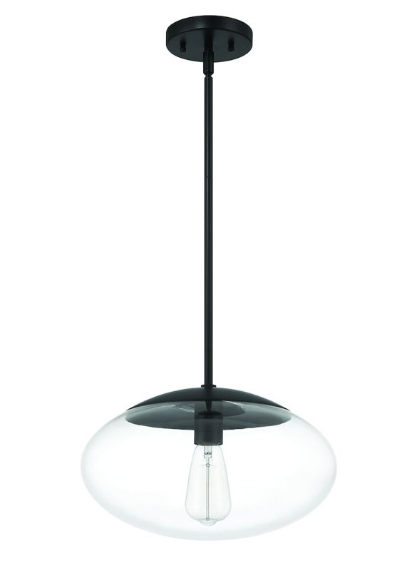 Bernadine 1 - Light Matte Black Geometric Pendant, Clear