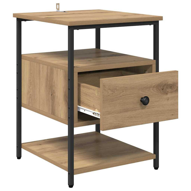 40cm W Manufactured Wood Bedside Table, Artisan Oak