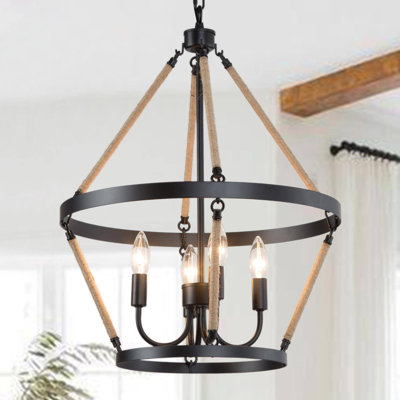 Luminaire suspendu de style campagne moderne à 4 lumières