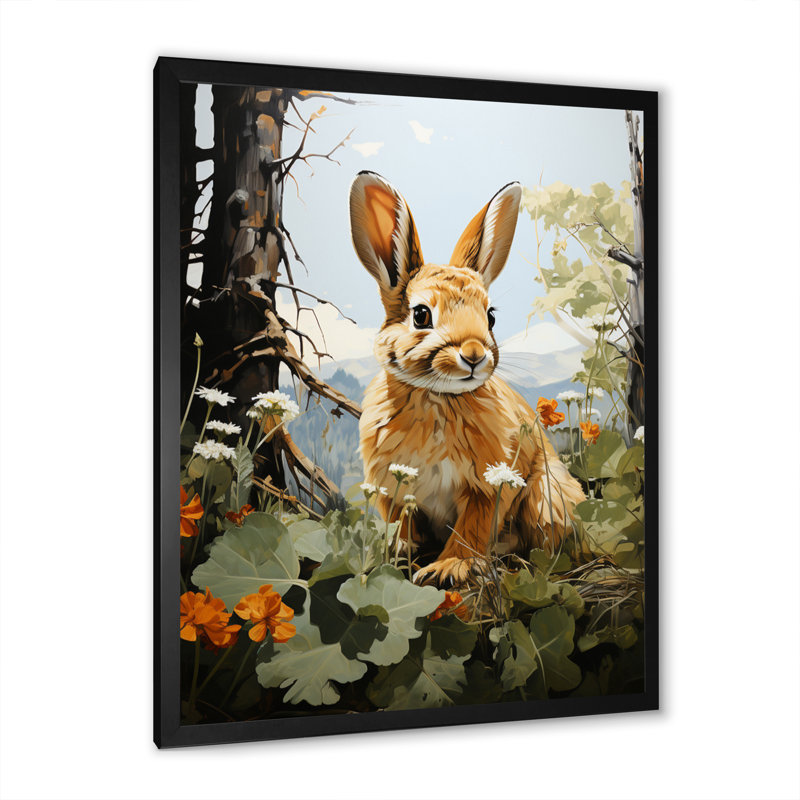 Lapin énergique trémie pastorale - imprimé, Cadre photo noir, H 20 po x l 12 po x P 1 po