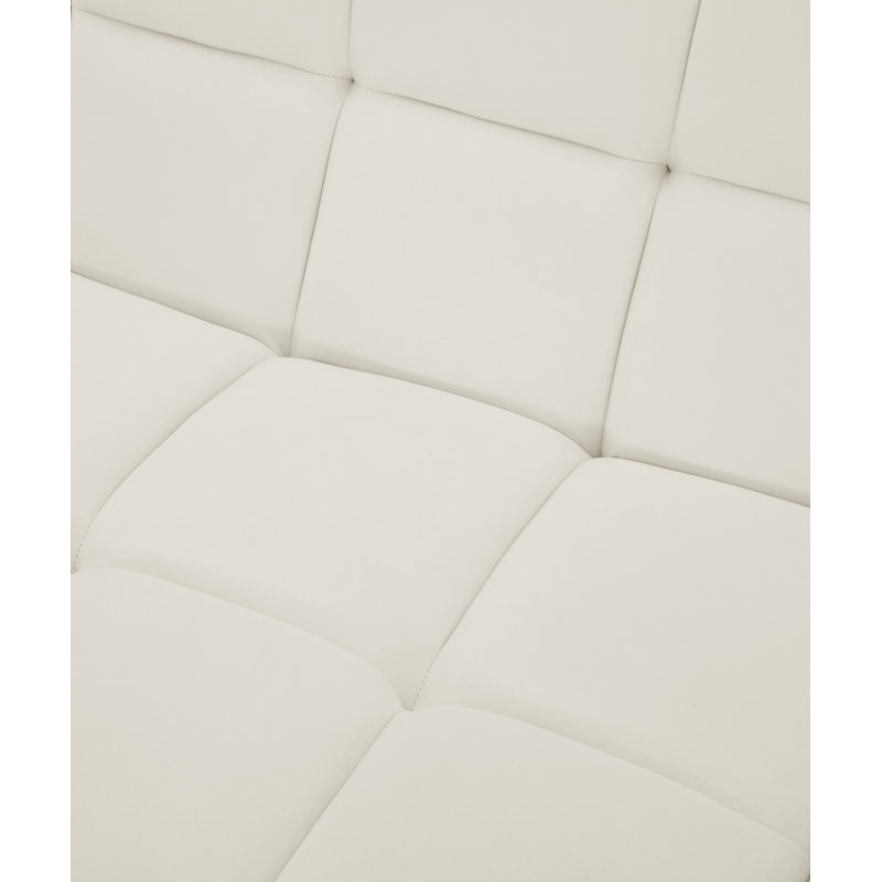 Fauteuil en velours capitonné l 34 po, Velours crème
