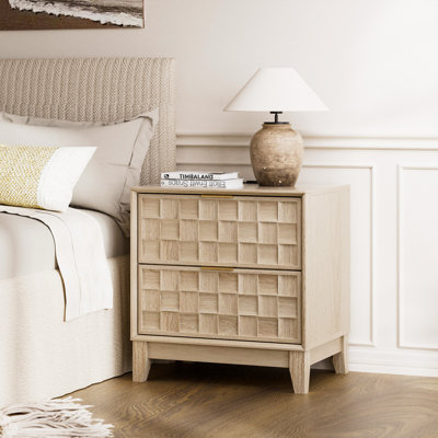 21" W Modern Wood Drawer Nightstand with Storage Drawer and USB Charging Port