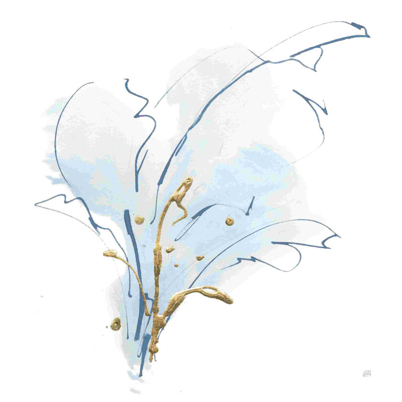 Bleu et or floral III, H 36 po x l 36 po