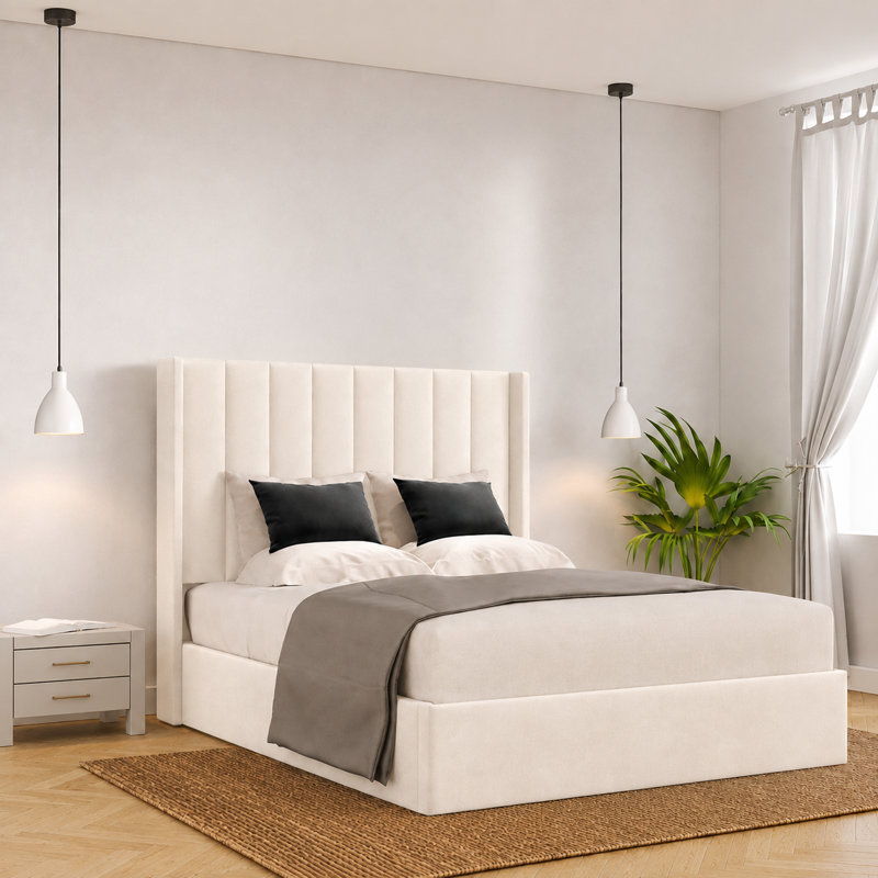 Ayrin Upholstered Ottoman Storage Bed, Cream, Small Double (4')