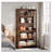 6-Tier Vintage Brown Mid-Century Bookcase For Living Room, Office, Bedroom