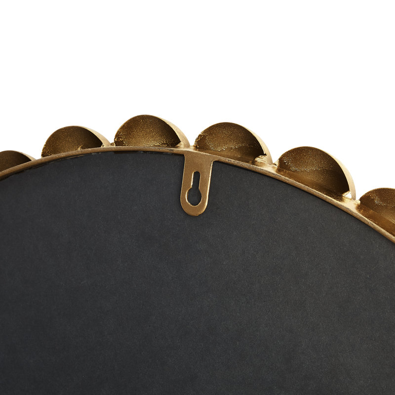 Miroir mural rond en métal perlé, 24", Doré