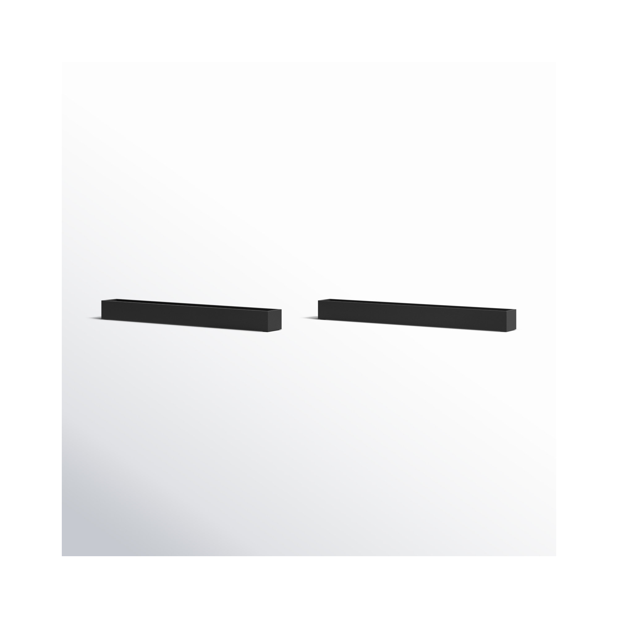 Geo Series Plastic Planter Box, Black, Set of 2, 3" H x 32" W x 3.5" D