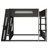 Queen Size Wooden Gaming Bunk Bed with Desk,Two Storage Shelves,USB and LED Light,Black+Grey-676019716