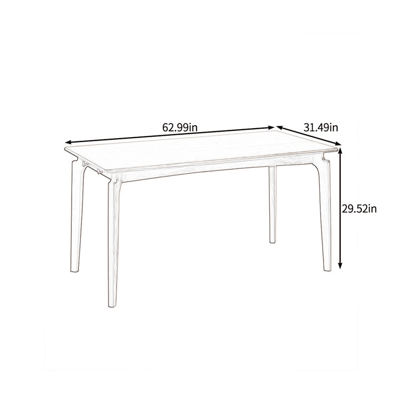 Solid wood dining table with different styles, 29.52"H x 62.99"L x 31.49"W