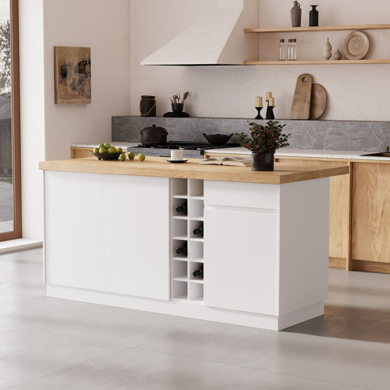 Fosenbauer 182.9Cm Kitchen Island, White/Brown