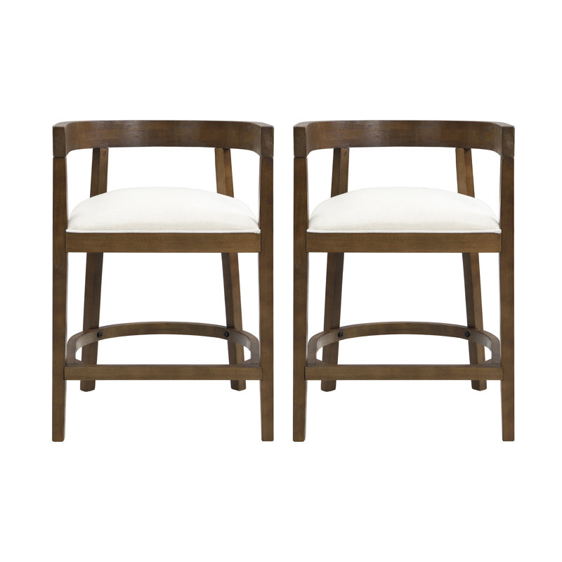 Tabouret de comptoir en hévéa (ensemble de 2), Noyer, Tabouret de comptoir (siège d'une hauteur de 25,2