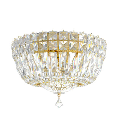Petit Crystal Deluxe 4 Light 10in x 7in Flush Mount in Silver with Clear Radiance Crystals