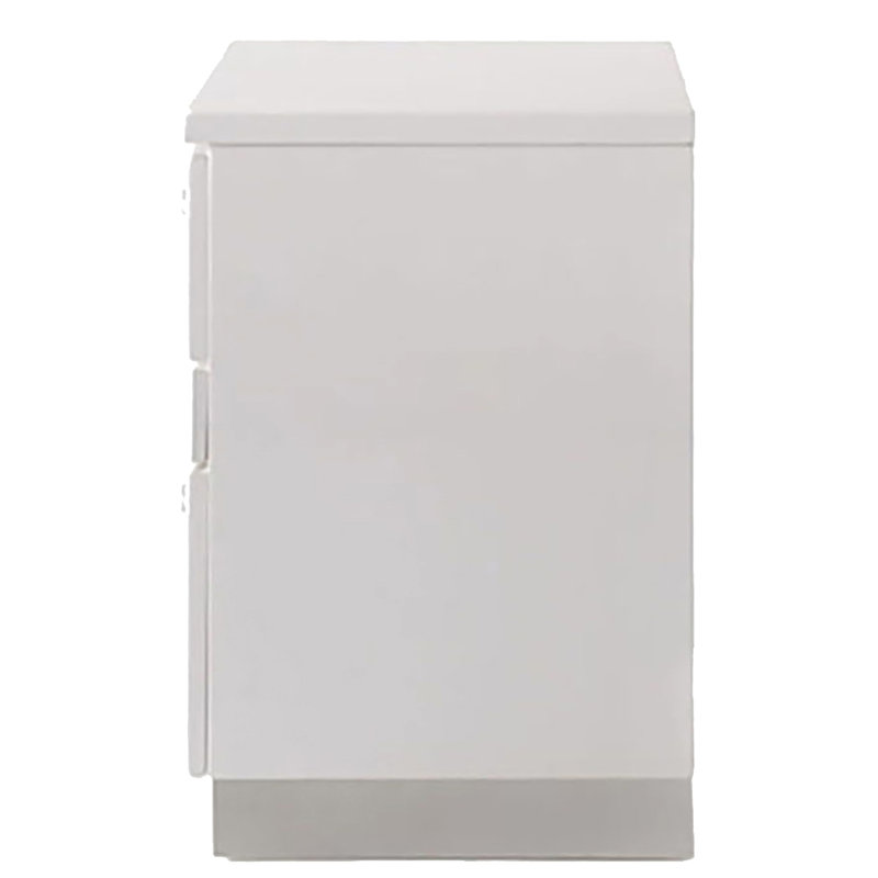 Table de chevet blanche ultra brillante 3 pour la chambre à coucher - doublée de feutre, table de chevet Space Design