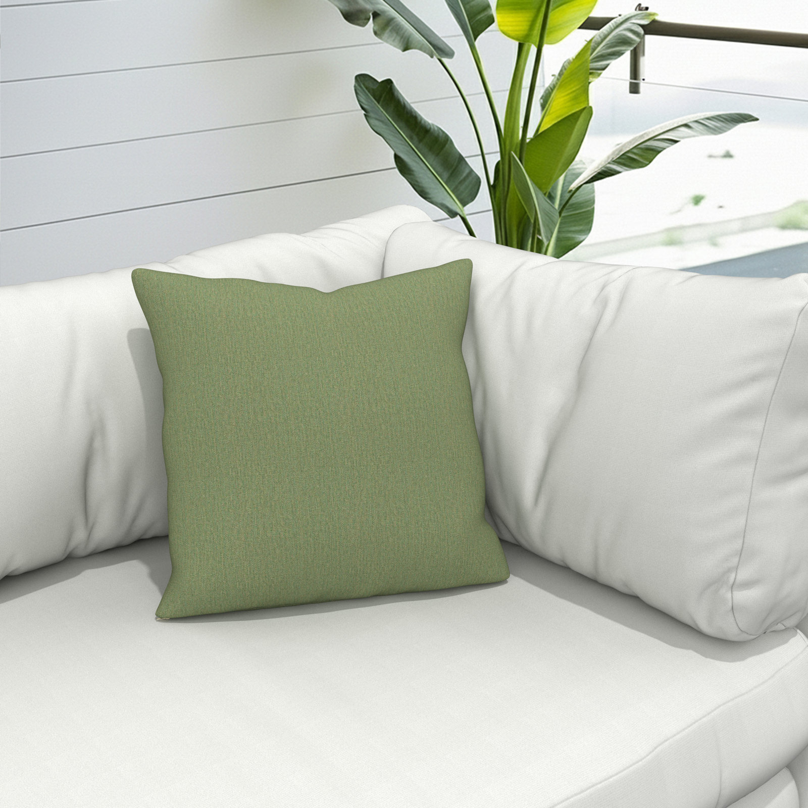 Indoor/Outdoor Throw Pillow, Square 18", Sunbrella Canvas Fern