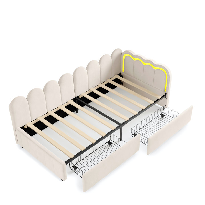Upholstered Storage Bed, Beige