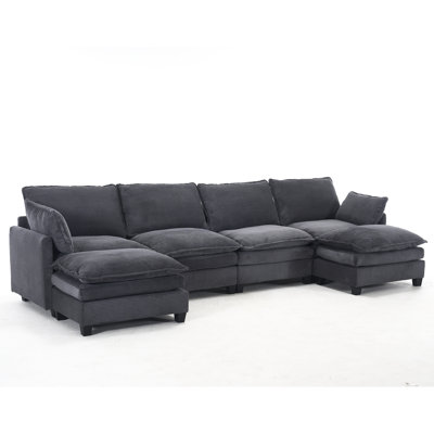 Comfy Upholstered With 2 - Velvet Fabric & Ergonomic Design For Living Dark Gray Large Frame Wear-