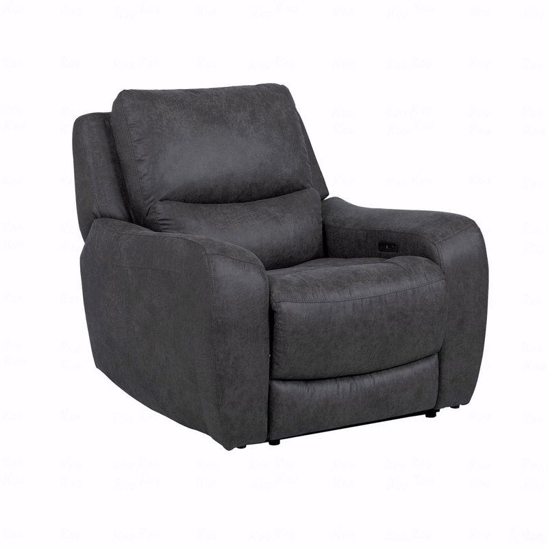 Fauteuil inclinable surdimensionné de style contemporain avec accoudoirs surdimensionnés à assise inclinée et structure en bois franc de haute densité au fini gris foncé