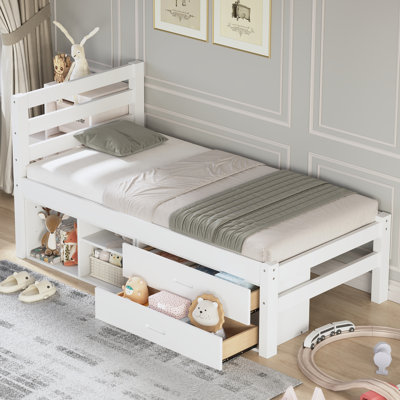 Lit plateforme avec rangement en bois