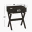 Stylish Side Table With Metal Corners And Flush Mount Drawer, Perfect For Modern And Classic Decor.