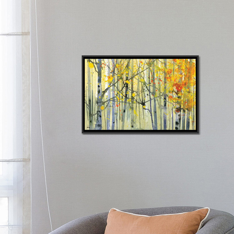«Autumn Birches» par Paul Bailey, impression sur toile tendue, H 18 po x l 26 po x p 1,5 po, Toile avec cadre noir