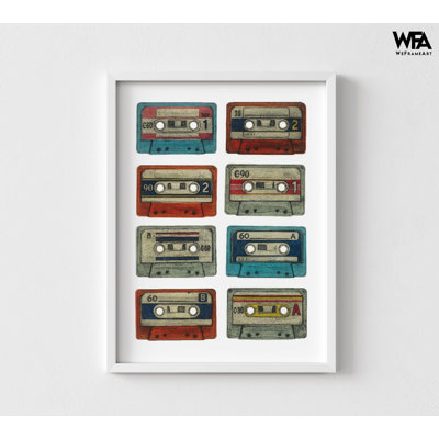 Reproduction d'art rétro de cassettes rétro, impression encadrée de cassettes rétro, art mural musique rétro, art mural encadré, art mural surdimensionné, art mural grand