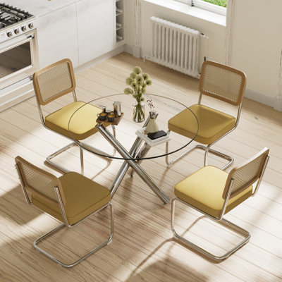 Elegant Round Glass Dining Table Set