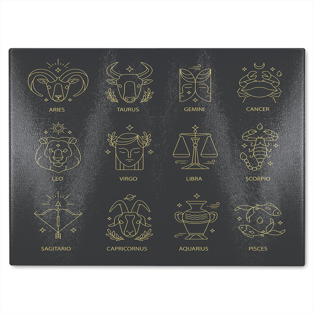 Zodiac Sign  Dining Glass Chopping Board