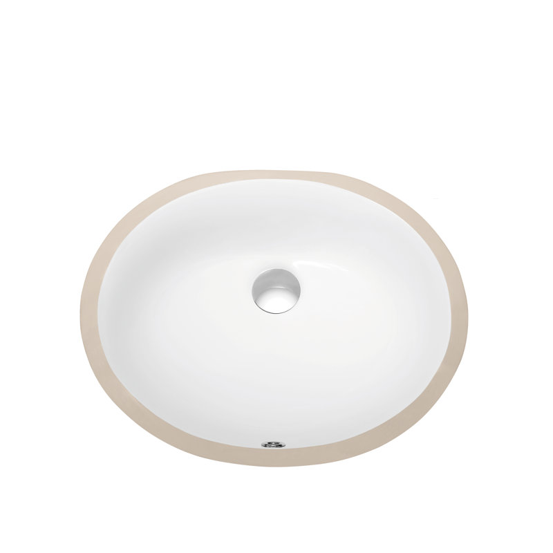 White Ceramic Round Undermount Bathroom Sink with Overflow
