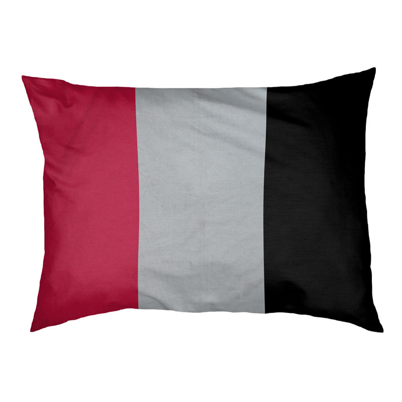 Coussin rectangulaire designer New York Bronx, Grand (L 40 po x l 50 po), Rouge / argent / noir