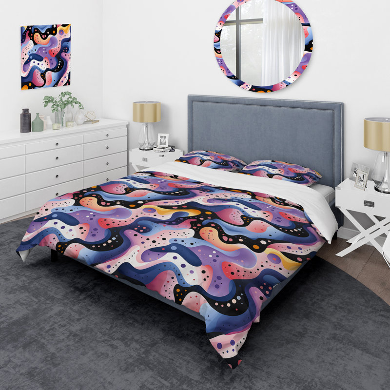 Ensemble de housse de couette multicolore Funky Cool, Housse de couette pour grand lit et 2 taies décor