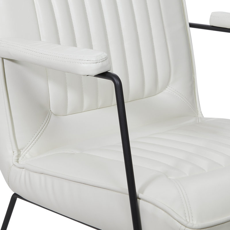Fauteuil capitonné de 23,75 po Marrone, Similicuir blanc