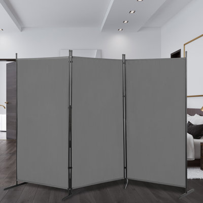 6FT 4-Fold 160G Polyester Fabric Plastic Foot Carbon Steel Frame Foldable Screen Grey