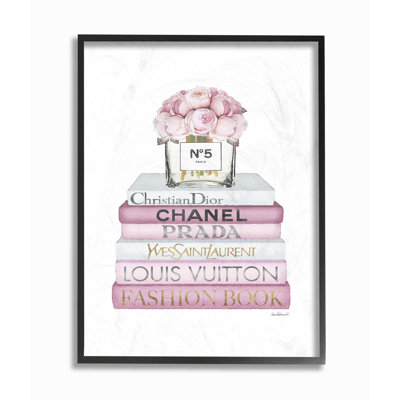 Fashion Designer Flower Bookstack Pink White - impression d'art graphique