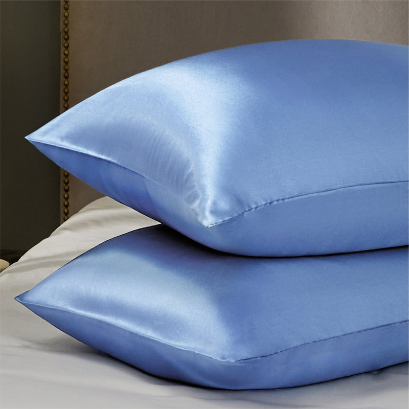 Satin Pillowcase Set of 2, 300 Thread Count , Gray Sand,GentleSoft™️, Queen Pillow Case, Sky Blue
