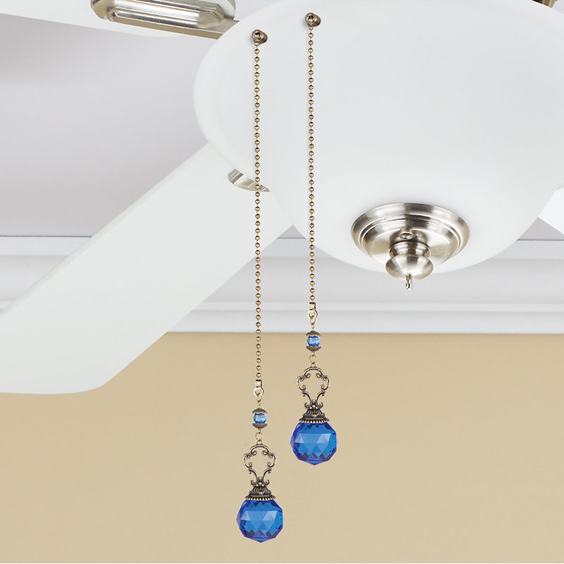 Antique Gold and Green Jeweled Ceiling Fan Pull Chains