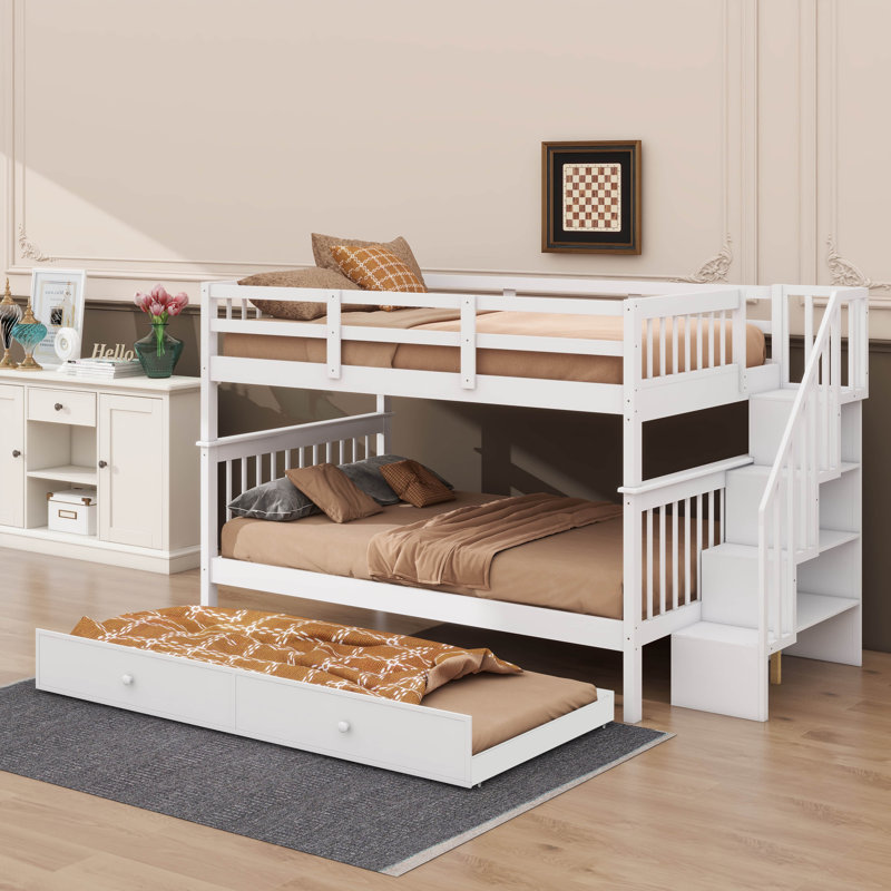 Lit superposé confortable au-dessus d'un lit double avec rangement pour lit gigogne simple et garde-corps sécuritaire pour une chambre de rêve idéale