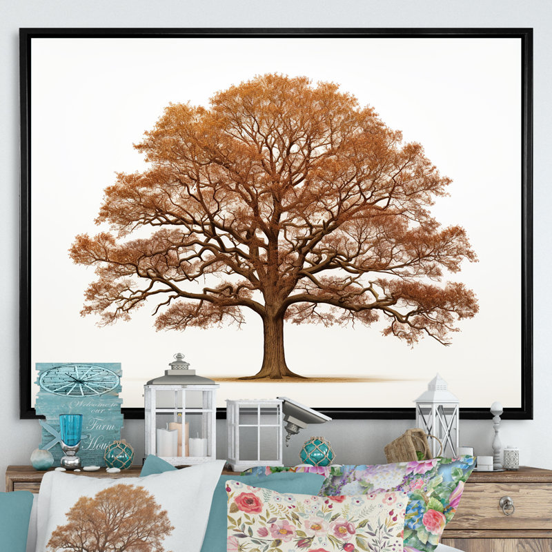 «Brown Oaks Outline II», reproduction sur toile, Cadre flottant noir, H 34 po x l 44 po x P 1,5 po