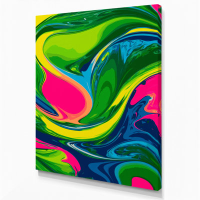 Abstrait art fluide sur toile verte 28