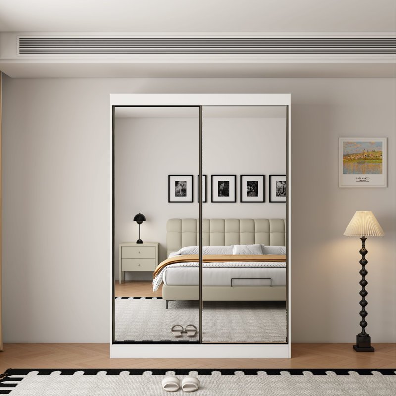 2 Door Manufactured Wood Wardrobe, 220cm H x 150cm W x 62cm D