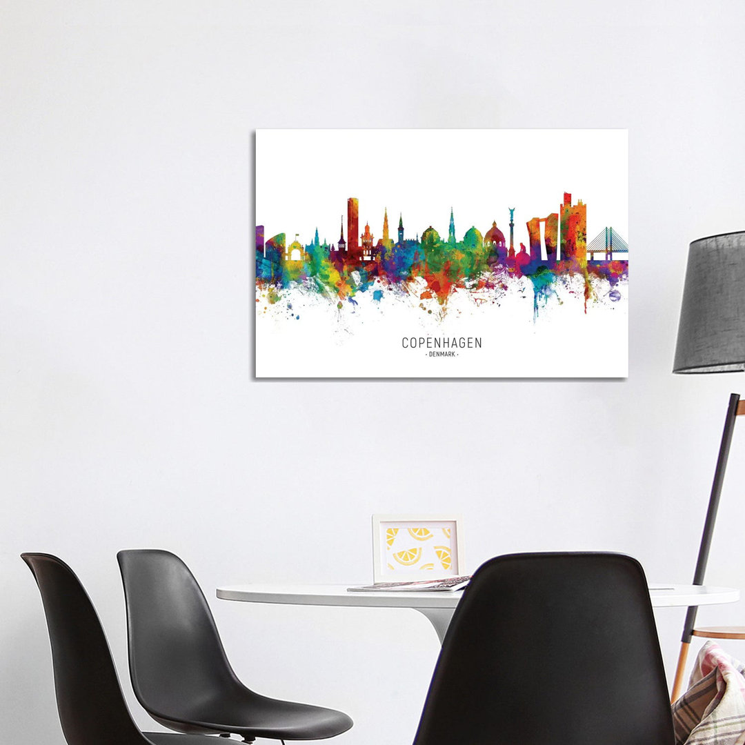Copenhagen Denmark Skyline by Michael Tompsett - Wrapped Canvas Painting