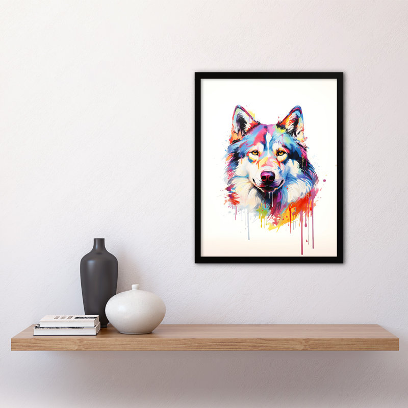 Husky Dog Rainbow - Single Picture Frame Print