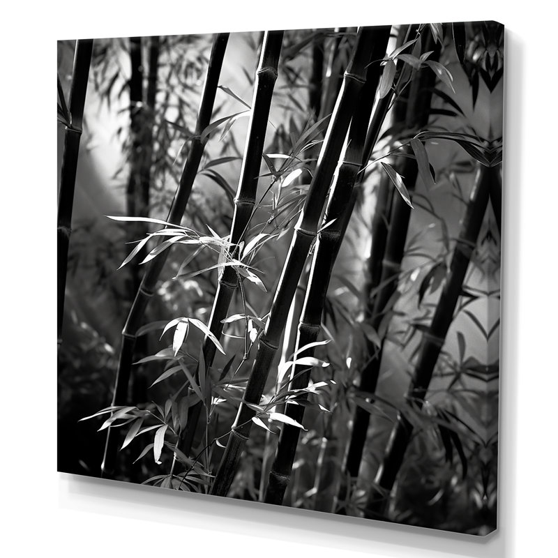 Forêt de bambou monochrome - salon d'art mural en bambou_106664, H 24 po x l 24 po, Toile tendue