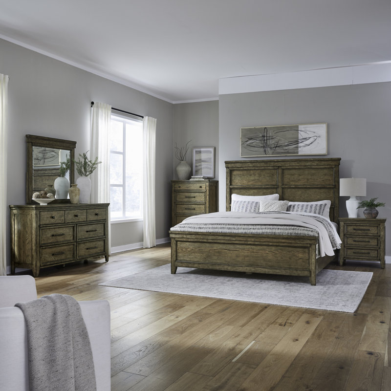 Gertraute Queen Panel Bed, Dresser & Mirror, Chest, Nightstand Set, Queen
